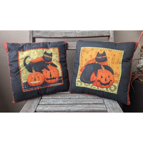 💜Handmade Halloween Cat Pillows (Set of 2) - Picture 1 of 9